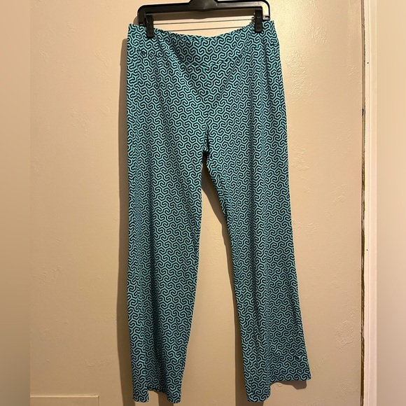 J.Mclaughlin Carmel Pants in Honeycomb Blue Patterned Stretch Flare Size XL - Picture 2 of 16